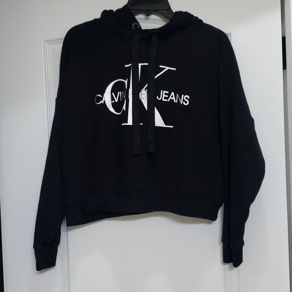 Calvin Klein Cropped Sweatshirt Black Size L